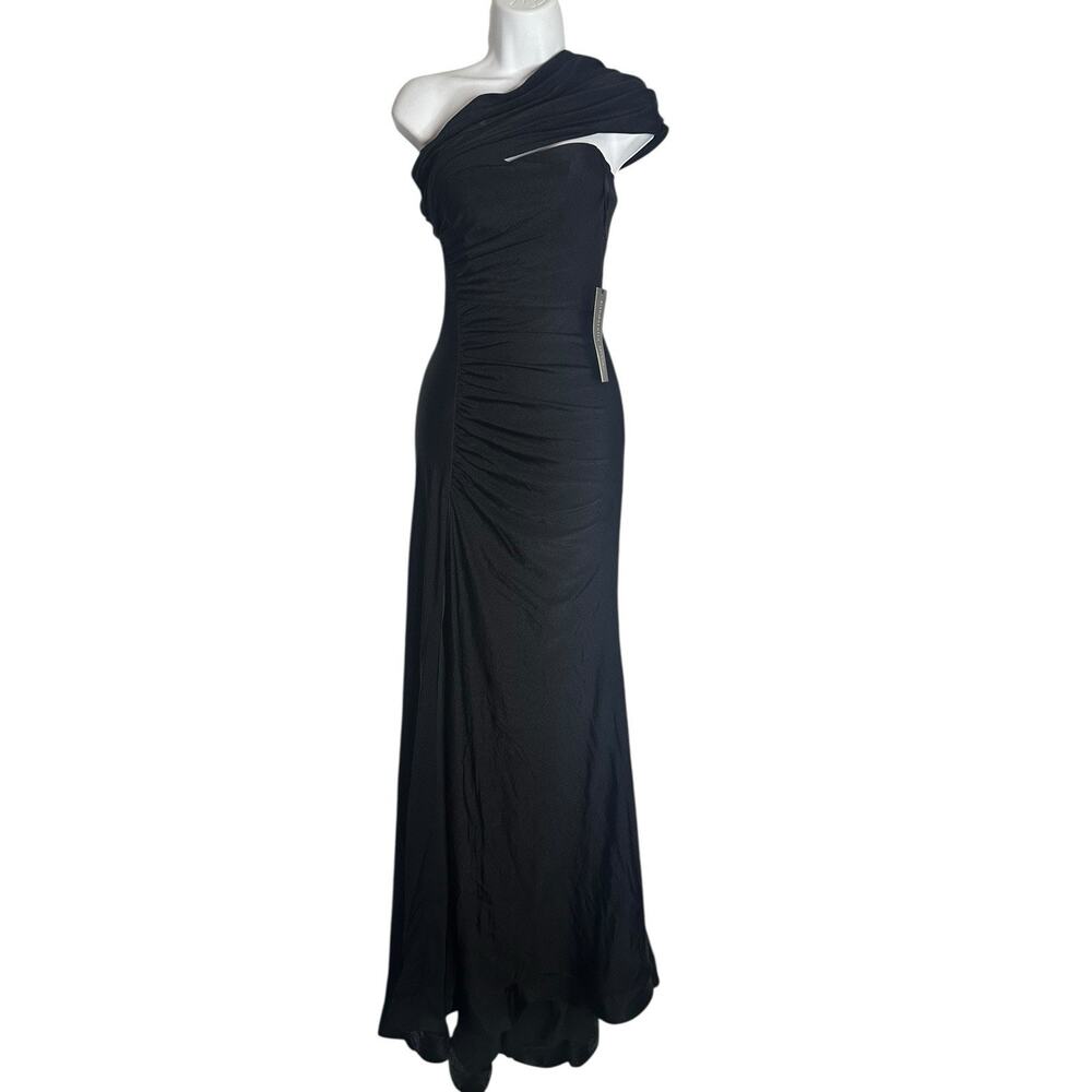NWT Cinderella Divine Asymmetrical Neckline Bodycon Slit Black Dress Gown 2